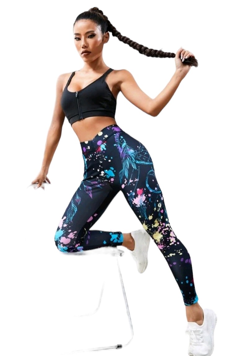 Sports Yoga Leggings Seamless V-Waist Athletic Tights - CyBay
